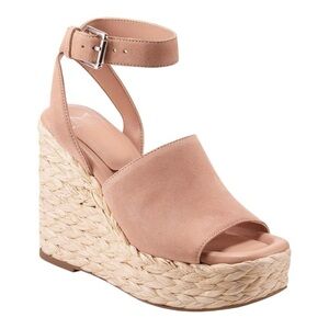 Marc Fisher Women's Blush Pink and Cream Ankle Strap Wedge Sandals Size 8.5